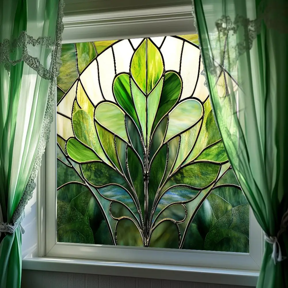 50*50cm Window Film Stained Glass Static Window Film Privacy Protection Sun Blocking Glass PVC Home Office Covering window stickers