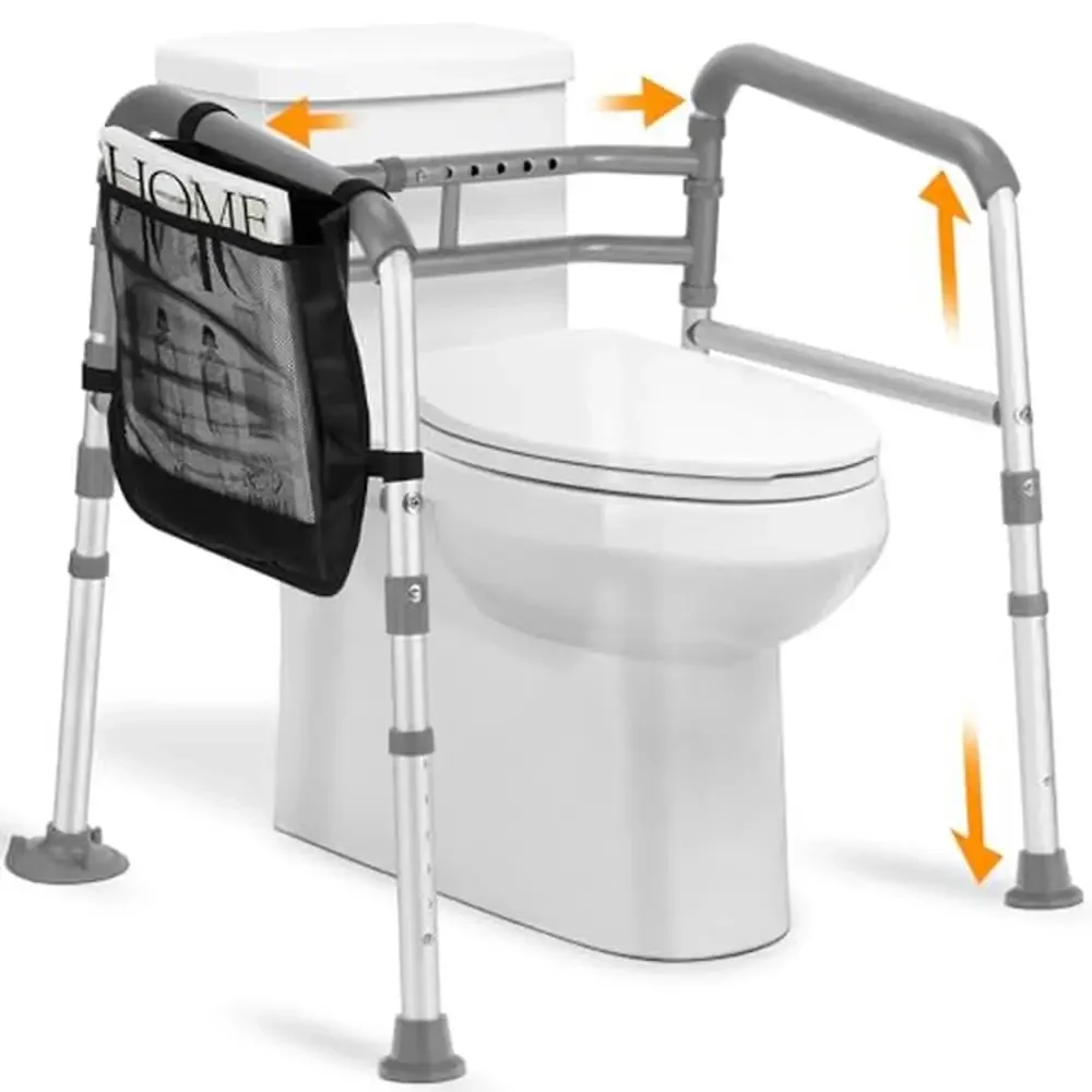 Adjustable Toilet Safety Frame with Strong Grab Bars Easy Setup Foldable Toilet Rails Seniors Secure Grip and Enhanced Comfort