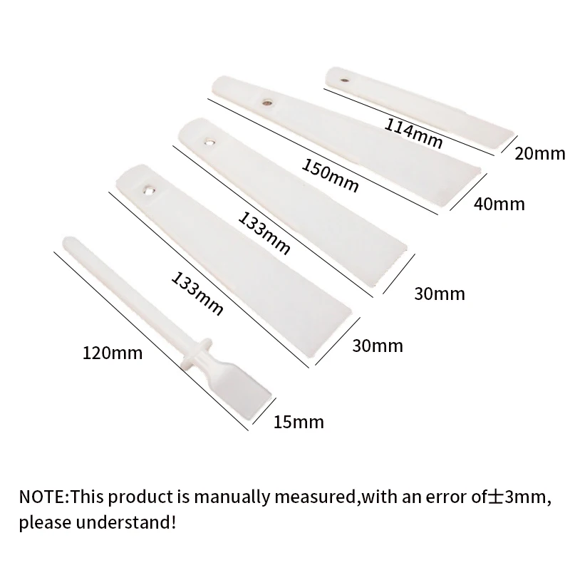 5pcs/Set Leather Scraper Gumming Board DIY Handmade Leather Tools Plastic PP Practical Gluing Leather Accessories 15/20/30/40mm