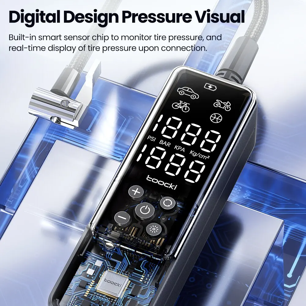 Toocki �޴�� �ڵ��� Ÿ�̾� ���� ����, ������ ���÷��� ��â�� ����, �ڵ��� ������� ������ ���� ����, 12V, 150psi