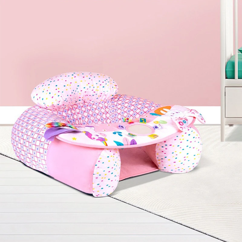 Baby Inflatable Seat Cute Infant Back Support Sofa with Teethers Mirrors Toddler Chair for Sitting up Floor Seat inflatable baby seat