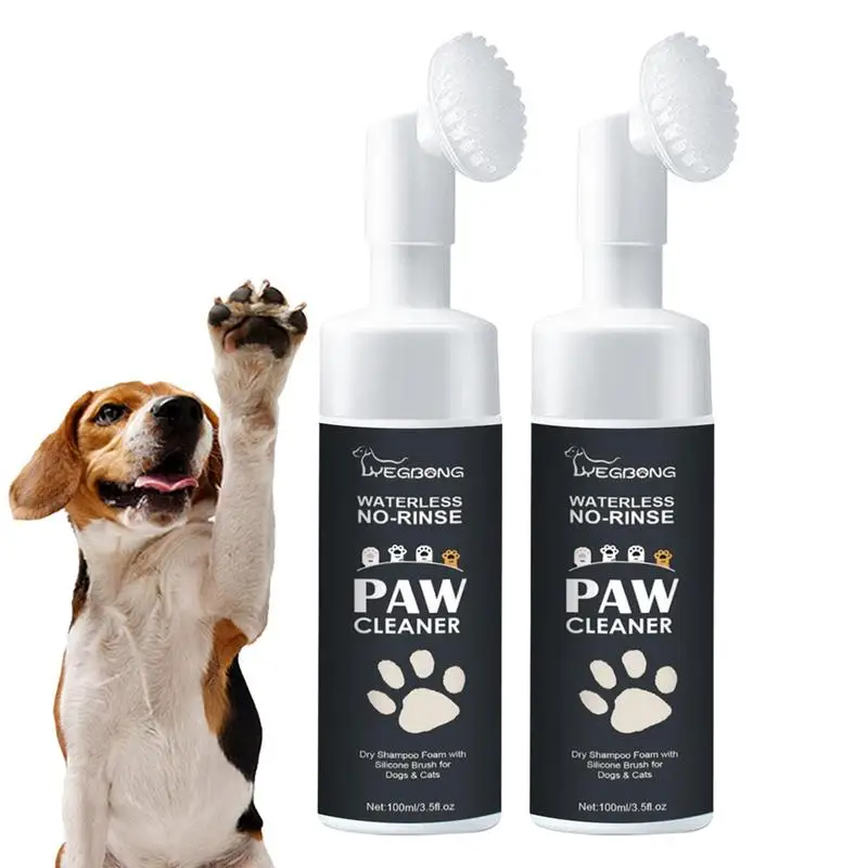 

Paw Cleaner For Dogs And Cats 2Pcs Natural & Waterless Dog Shampoo With Silicone Brush Natural Pet Paw Cleaner For Healthy Paws