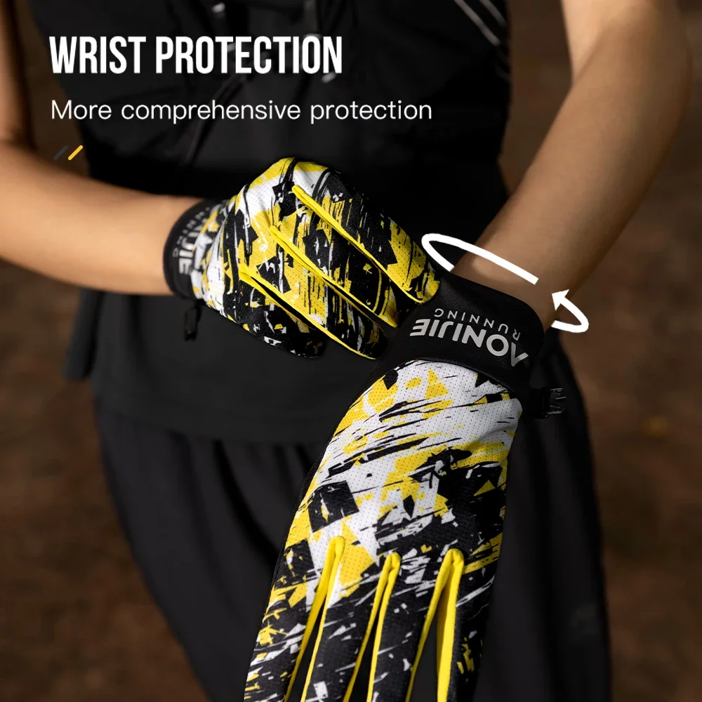 AONIJIE Windproof Warm Running Gloves Full Finger Anti Slip Sports Gloves Two Finger Touchscreen Non-Slip for Cycling M59 5