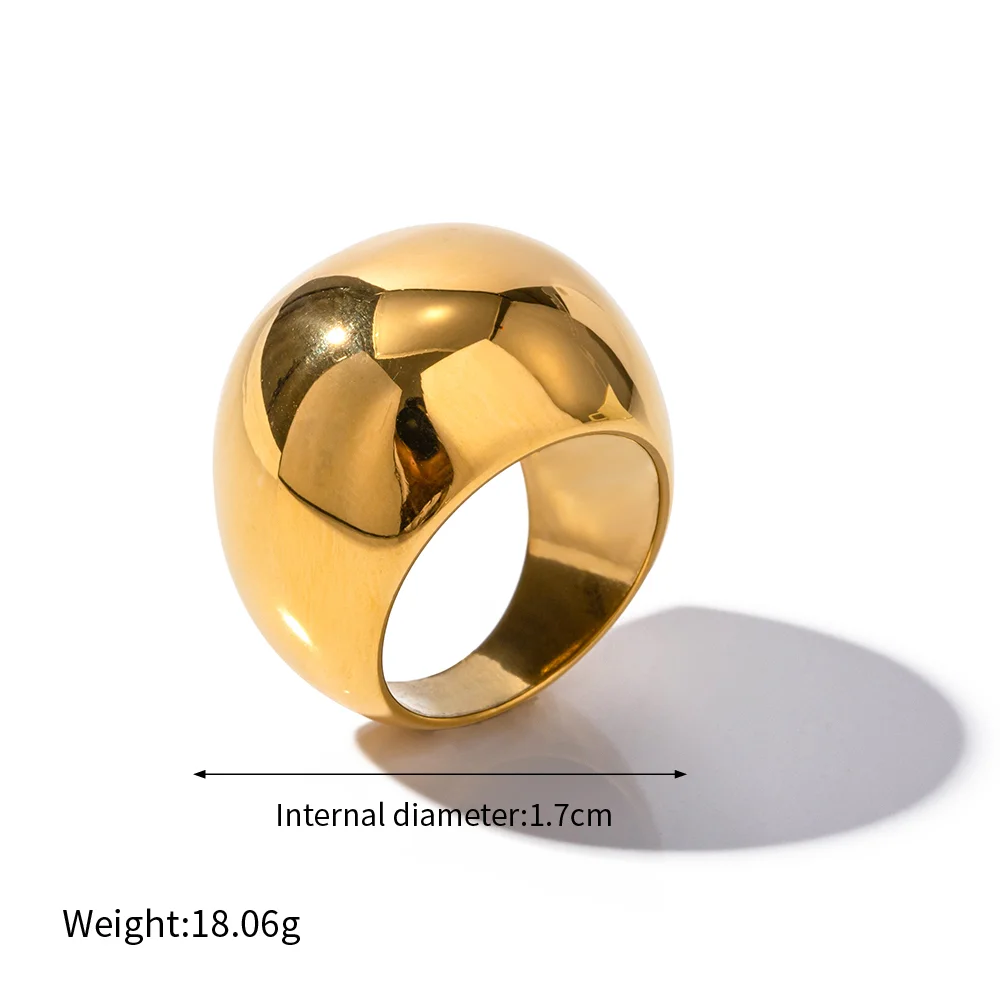 Stainless Steel Spherical Rings For Women 18K PVD Gold Plated
