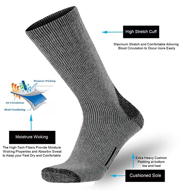 Hiking Socks Merino Wool Socks Men Merino Wool Boot Winter Crew Thermal Warmest Sports for Skiing Running Cycling