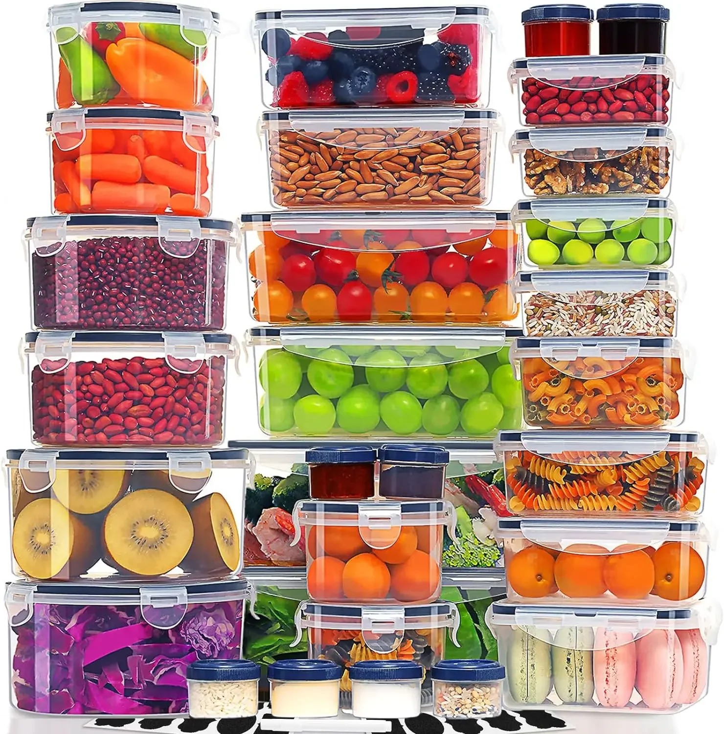 

Large Food Storage Containers Set - Leakproof, BPA-Free Plastic with Lids Airtight for Kitchen Storage and Organization