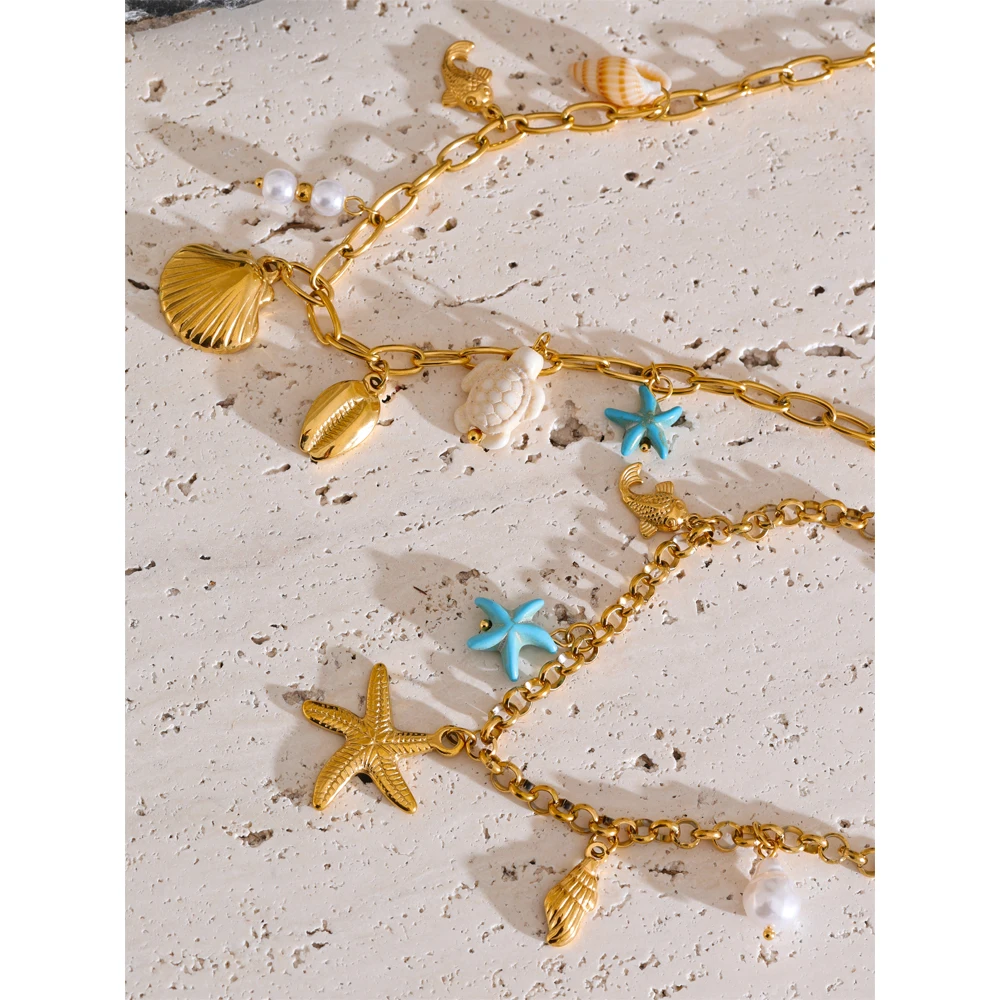 Yhpup Jewelry Shell Pendant Handmade Necklace Stainless Steel Waterproof