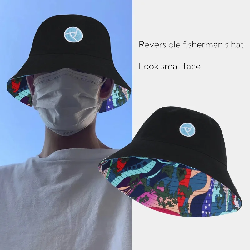Baseball caps sun protection large size unisex double-sided wear bucket hat outdoor climbing fishing fisherman plus size panama