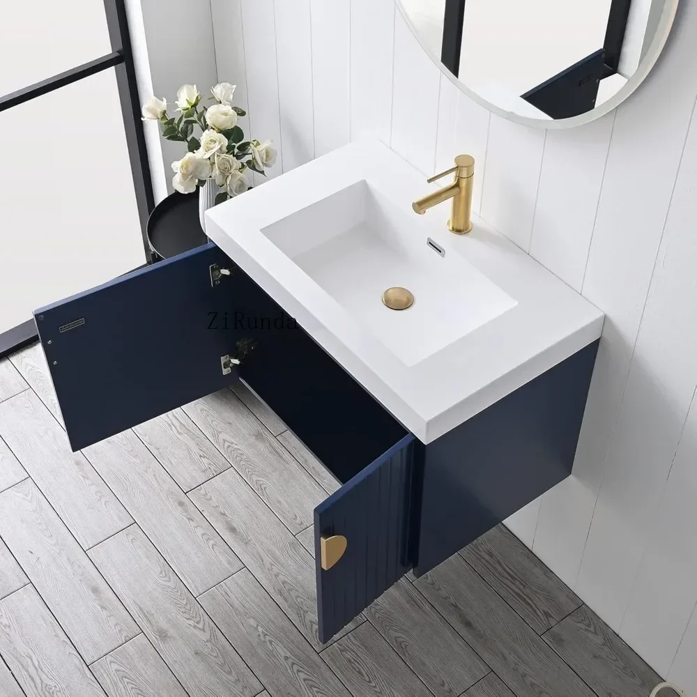 Wall mounted toilet with acrylic sink, 30 ," SinkFloating bathroom sink cabinet