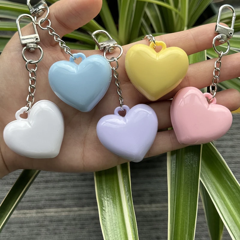 1PCS Rosa Blau Weiß Liebe Spiegel Schlüssel Kette Lagerung Box Diy Kunststoff Leere Box Mini Tragbare Schlüsselbund Geschenk Party – Detail 1