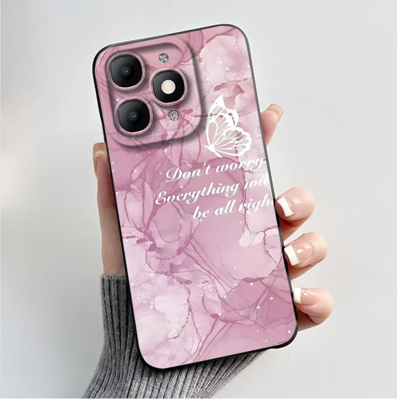Luxury Fashion Black Soft TPU Silicone Case with Floral and Butterfly Design