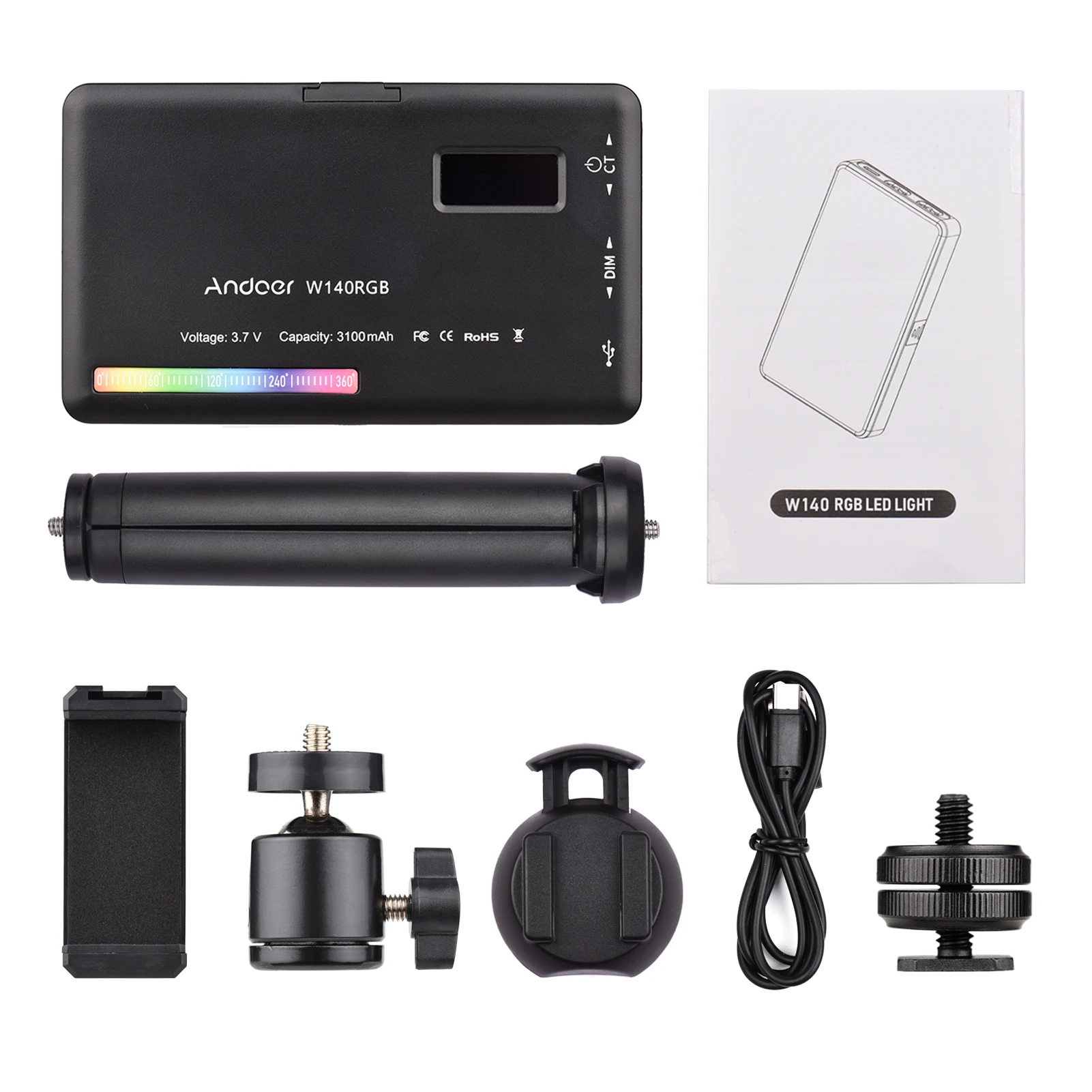 Conference Lighting RGB LED Video Light Kit Video Dimmable 20 Lighting Effects with Desktop Tripod Phone Holder Computer Clip