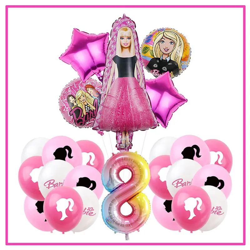 thumbnail image 1 of Decoración para fiesta de cumpleaños de Barbie de Disney, servilletas de papel, vasos, platos, manteles, globos de princesas para niñas, suministros para baby shower, 1 of 5