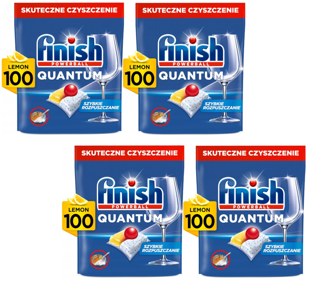 4x Kapsułki do zmywarki FINISH 100szt Quantum All in One Lemon z Polski za $47.02 / ~181zł