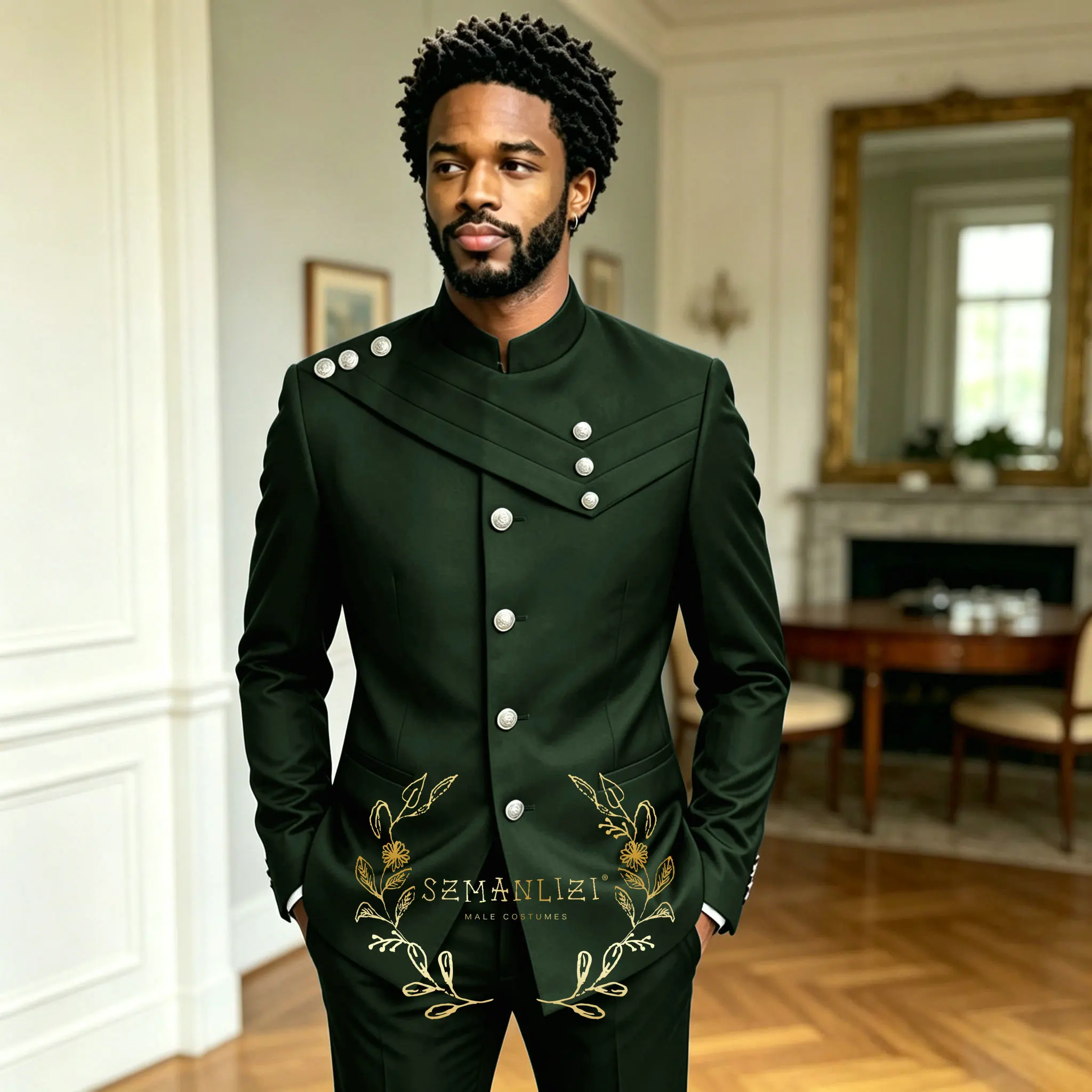 Costume vert foncé pour homme