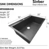 33"" X 22"" X 9"" Drop In Single Bowl Kitchen Sink With 18 Gauge 304 Stainless Steel Black Finish Ht3322S-9-B (Sink Only) 4