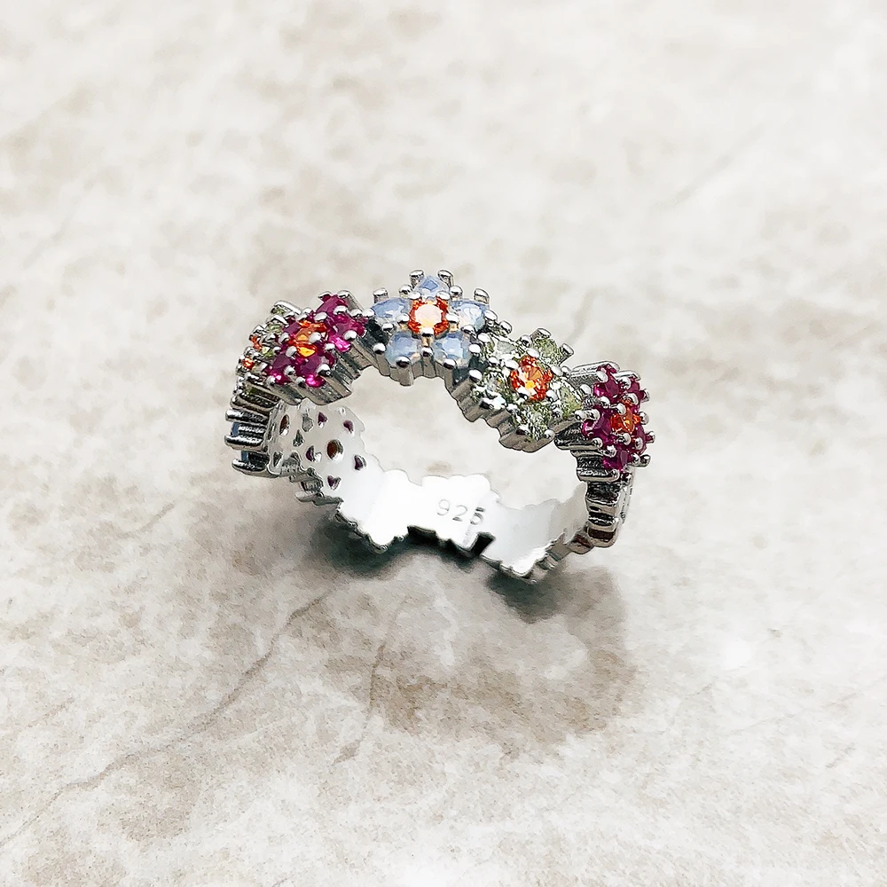 Ring Flowers Colourful Stones 2023 Brand New Fine Jewerly