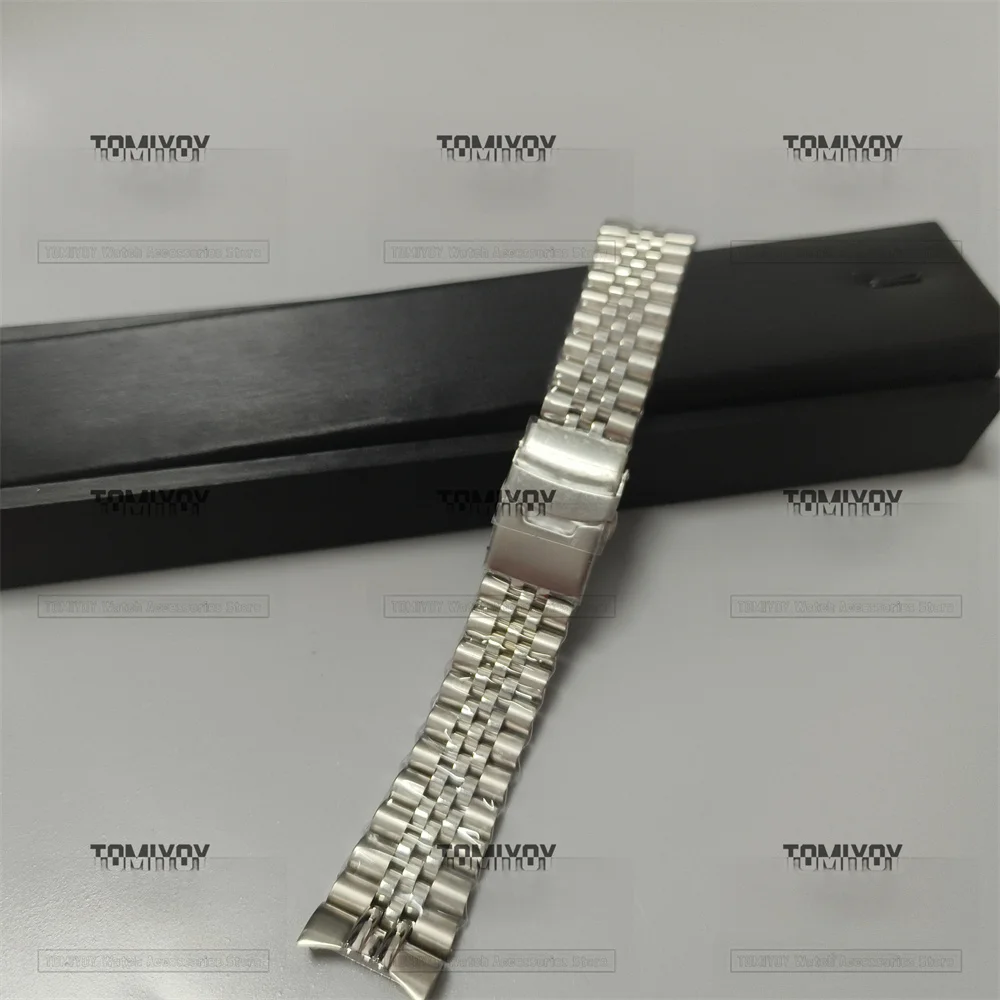 

22mm 316L Stainless Steel Jubilee Solid Curved End Deployment Buckle Watch Strap Fit For SKX007 SKX009 Watch