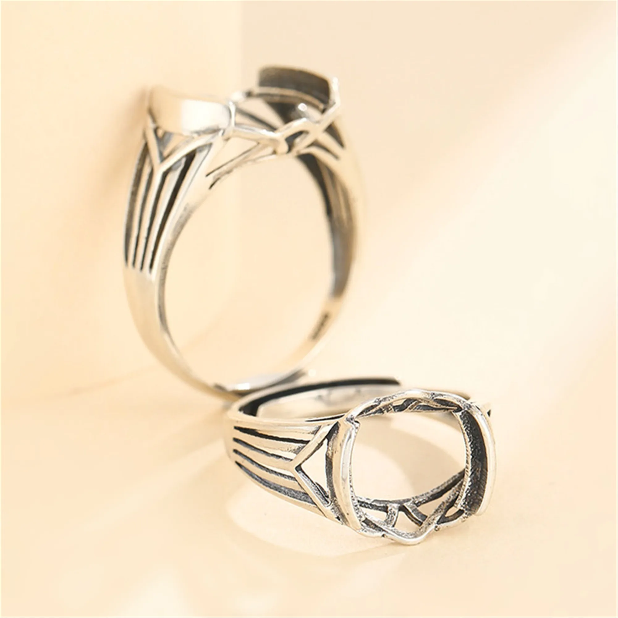 

Кольцо для 12x14 мм овальные кабошоны в античном стиле кольцо без рисунка из тайского стерлингового серебра регулируемое кольцо основание SR0576