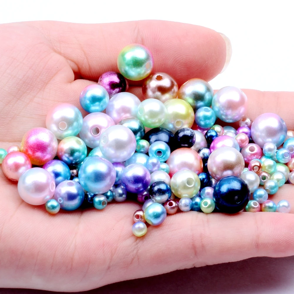 

150pcs 4-10mm Mixed Sizes Rainbow Multicolor ABS Imitation Pearl Beads Round Loose Beads DIY Necklace&Bracelet Jewelry Craft