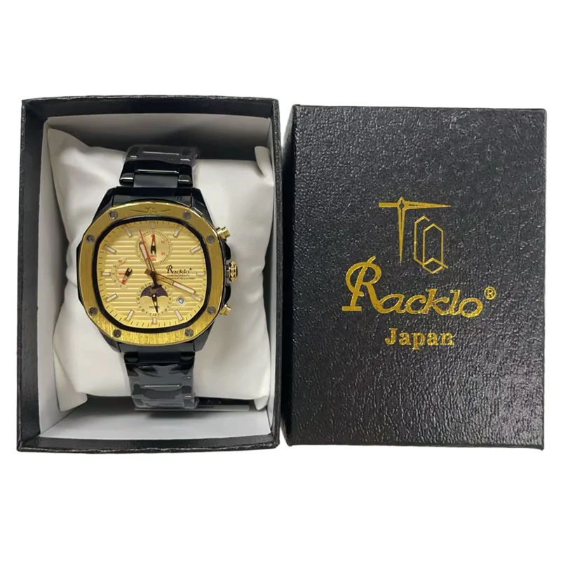 Racklo, nueva moda, correa de acero inoxidable, reloj de cuarzo