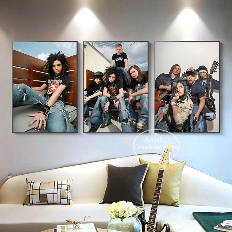 T-Tokio Hotel canvas Posters Bill Kaulitz Tom Singer German Band Monsoon Music Prints Wall Art Pictures Bedroom Club Home Decor