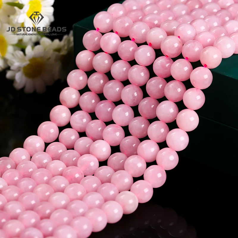 Großhandel Naturstein Rosa Quarz Perle Glatte Runde Lose Spacer 4-12mm Für Schmuck Machen Diy Halskette Armband zubehör