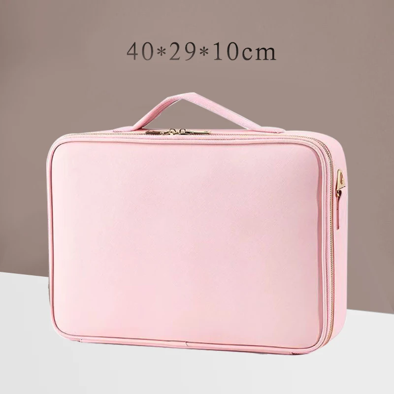 حقيبة مستحضرات تجميل جلدية احترافية مقاومة للماء م...