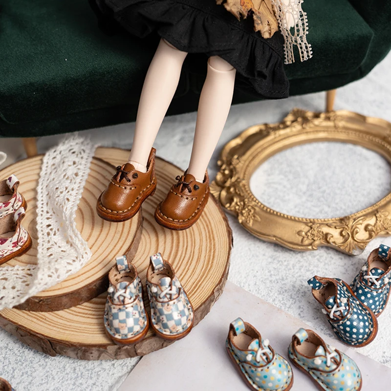 Blythe Baby Shoes Mini Toy Accessories OB22 Shoes Checker Shoes Small Cloth UFDOLL Mini Body OB24 Handmade Cowhide Shoes 4