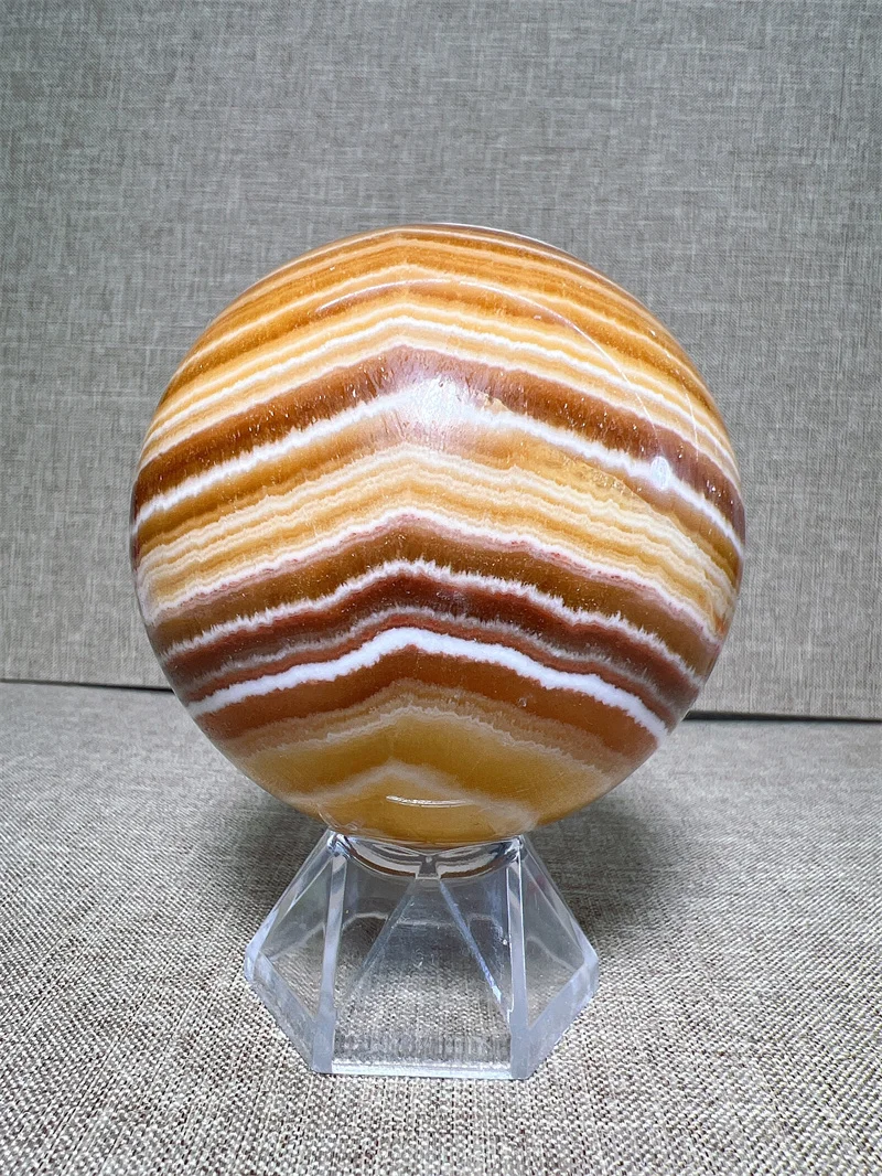 

Natural Orange Calcite Sphere With Rain Bow Reiki Healing Stone Home Decoration Exquisite Gift Souvenir Gift