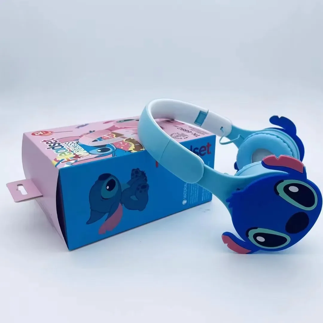 Disney Stitch Cartoon Fones de Ouvido Baixo Pesado Dobrável Infantil Student Headwear Fones de Ouvido Bluetooth Novo Tk688g - Image 3