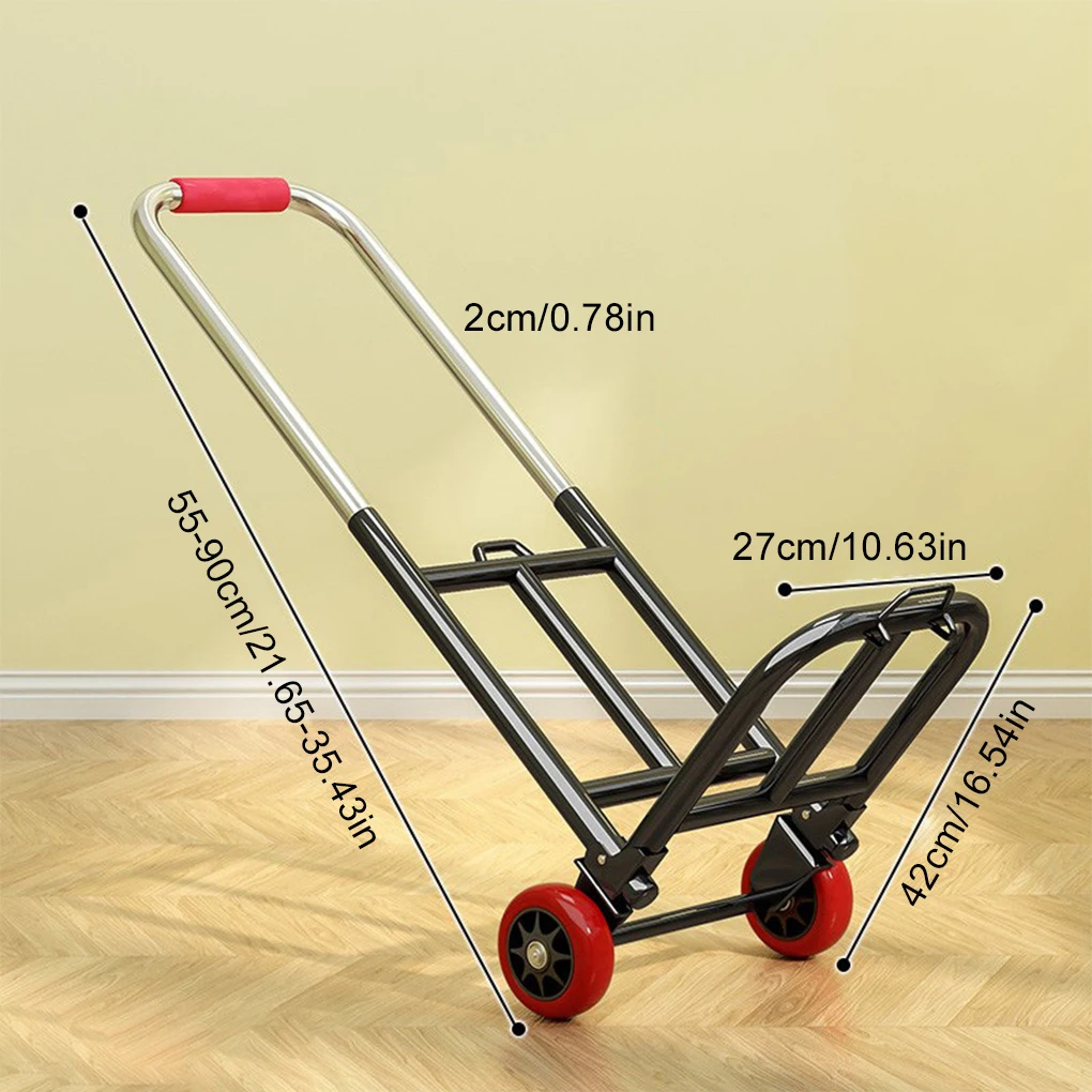 Folding Handcart Portable Handcart with Adjustable Handle Truck for Climbing Stairs Shopping Home Transportation Luggage Trailer