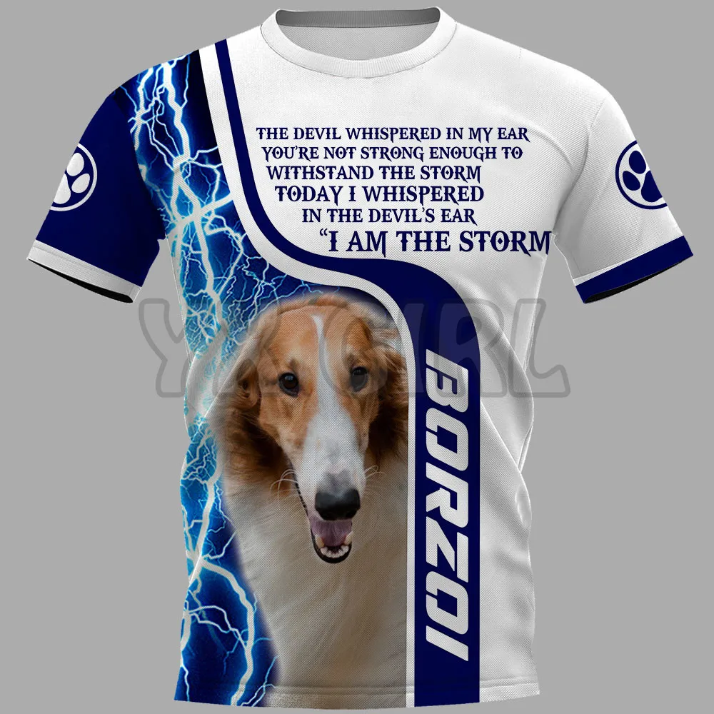 

Lightning Borzoi 3D All Over Printed T Shirts Funny Dog Tee Tops shirts Unisex