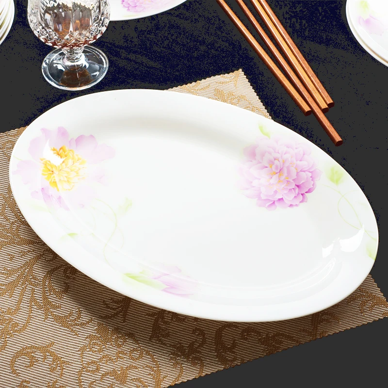 12 inch, real bone china serving dinner plate, sun-flower, porcelain tableware fish dish, ceramic charger plates, kitchen dishes