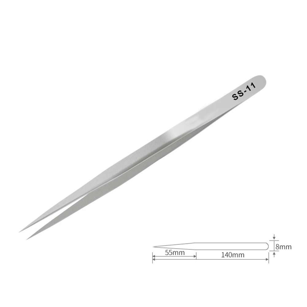 1PC Tweezers Stainless Steel High Precision Elbow Fine Tip Anti-Static Repair Tool For Electronics Small Accessories