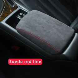 Deluxe Interior Protective Cover for Center Console Armrest Box (Suede red line)