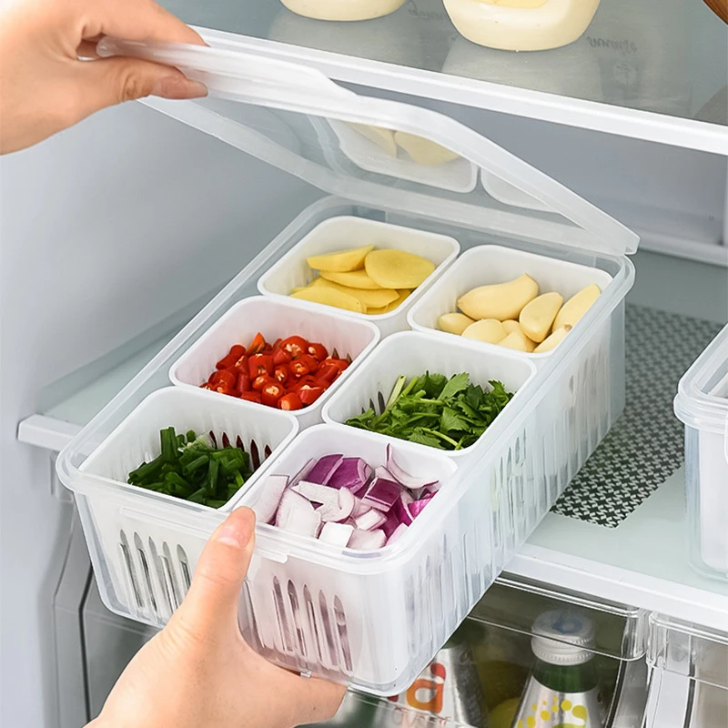 Caja de almacenamiento de 6 rejillas para refrigerador organizador de Caja de almacenamiento de 6 rejillas para refrigerador organizador de