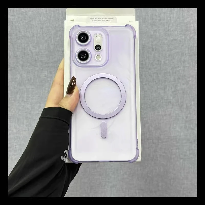 Magnetic Wireless Charging Shockproof Translucent Phone Case with Airbag Protection
