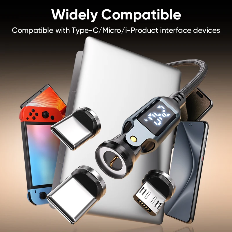 Revolutionary 240W Magnetic Type-C Digital Display Cable with 540-Degree Rotation