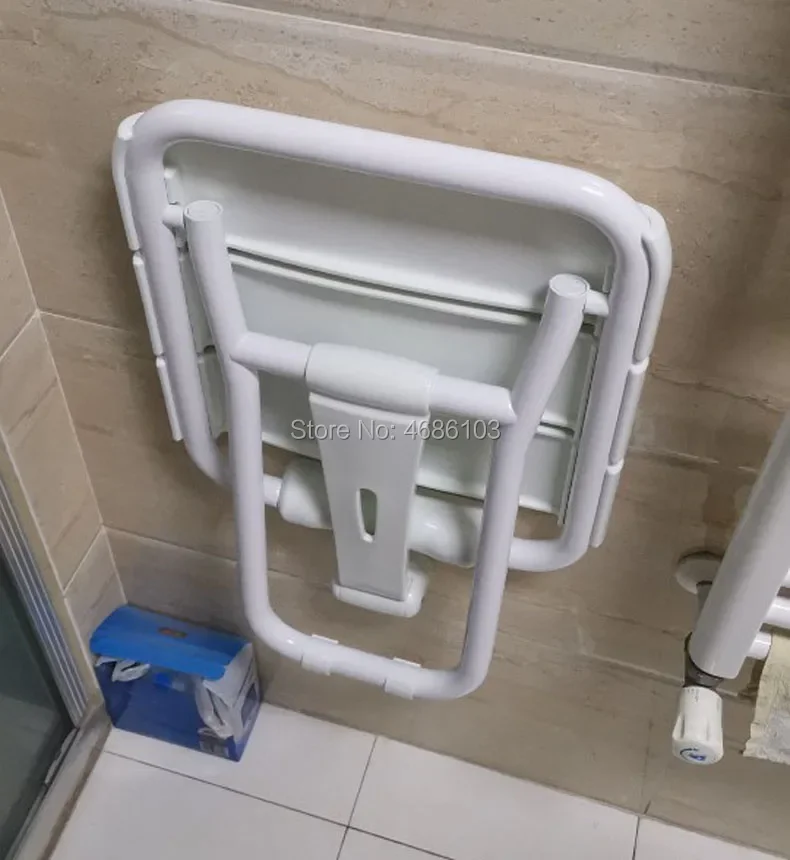 white color Safety Bathroom Folding shower seat bathroom shower seat Wall Mounted Shower Chair Wall Stand Chair Aluminum Alloy 2