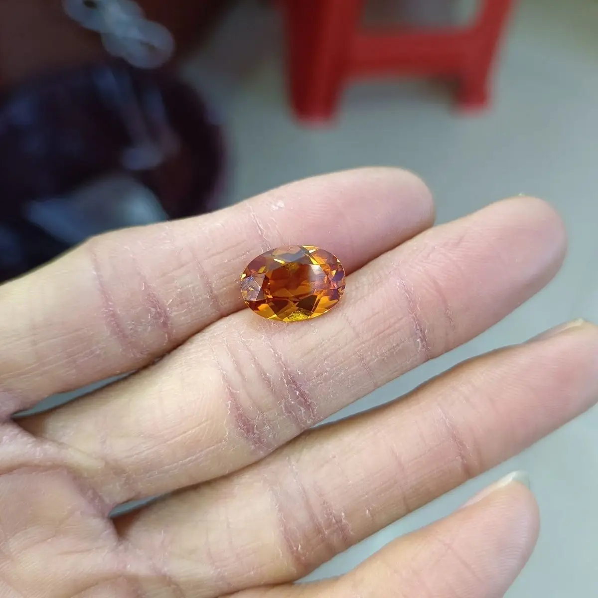 10x14mm Orange gem Orange corundum 55# Oval ring for women main stone ring face super beautiful