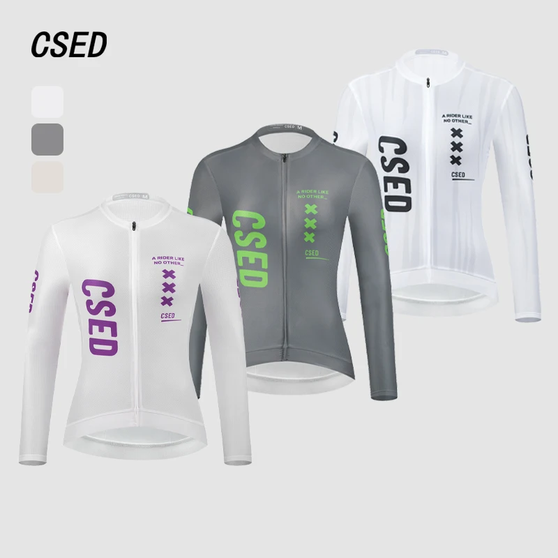 CSED Cycling Jersey Spring Summer Autumn Bicycle Riding Soft Clothes Women's Long Sleeve Bike Clothing Full Zipper Quick Dry NEW