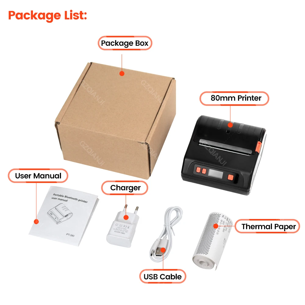 80mm Label Printer Receipt Printer 2 in 1 Portable Bluetooth Wireless Mini Thermal Sticker Printer For Retail Stores Supermarket