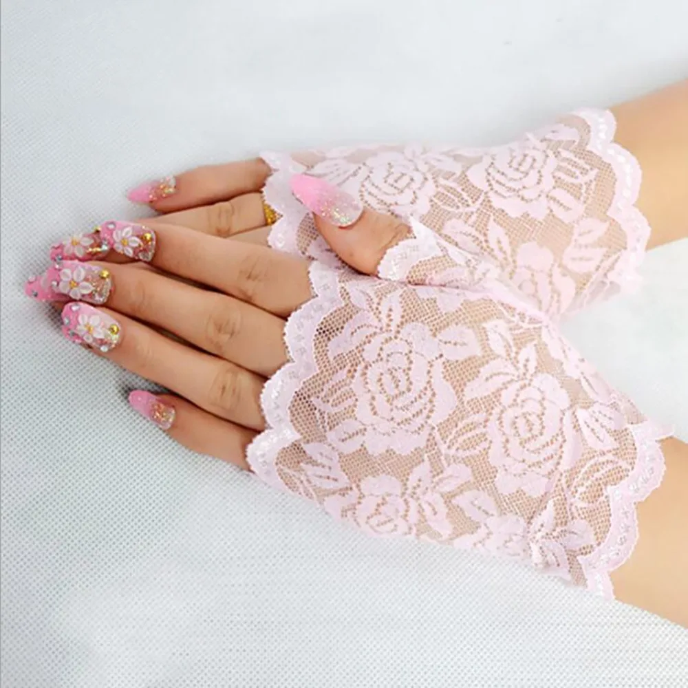 Summer Women Fingerless Gloves Sexy Female Lace Sailor Dance Mittens For Bride Half Finger Fishnet Dress Mesh Short Gloves