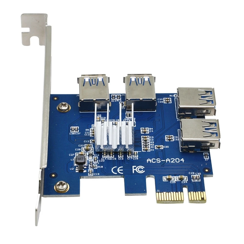 

Увеличитель карты PCI Express PCIE 1 до 4 USB GPU X1 X16 PCI-E, подставка для майнинга биткойнов, компьютерные аксессуары