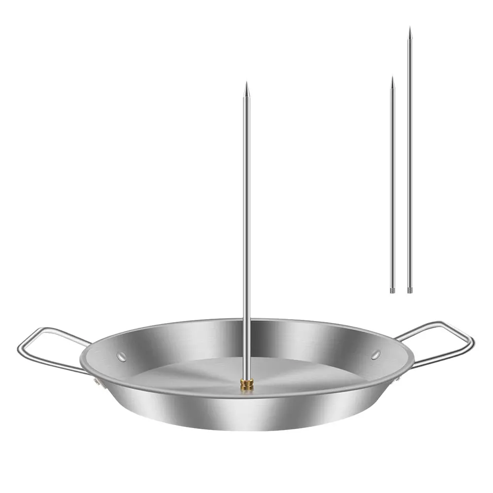 Stainless Steel Barbecue Grilling Rack for Steak Beer Chicken Roaster Holder Replacement Spikes with Handle Smoker Accessories