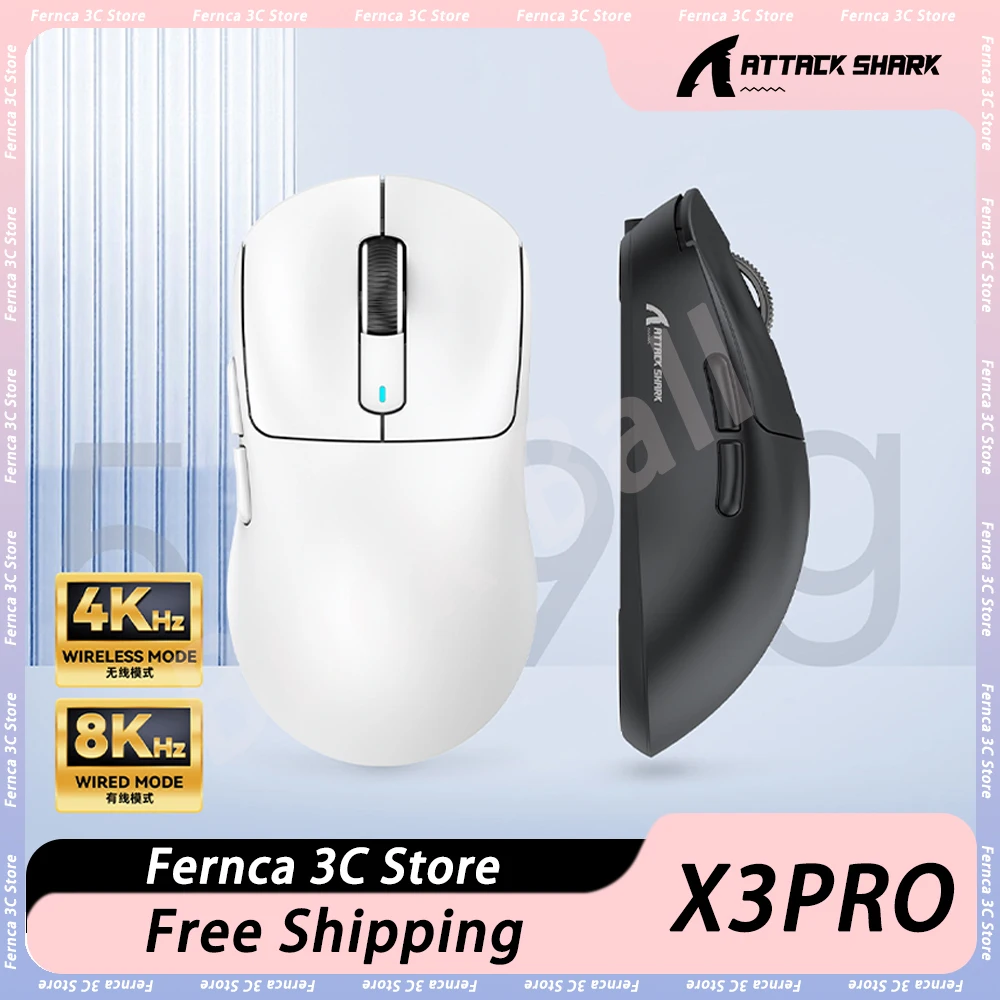 

Attack Shark X3PRO Mouse Tri-Mode Wireless Bluetooth PAW3395 4K Sensor 2.4G Mouse Lightweight Mouse Pc Gamer Gaming Mice Gifts