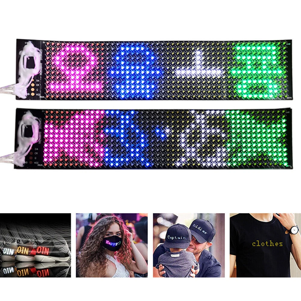 Ultra-Thin Flexible LED Lighting Panel Blue-tooth APP Programmable Dynamic Soft LED Screen For HAT Mask Bags Advertising Display