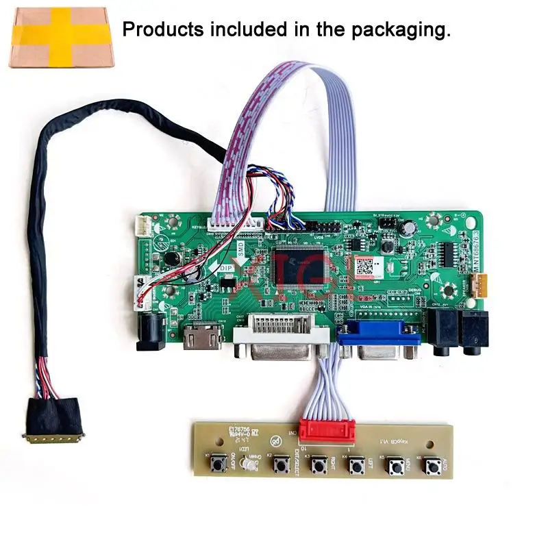 Scheda Controller Display Universale M.NT68676 Per Pannello LCD LP140WH2 (TLE2/E3/EA/P1/T1) – Con Cavo LVDS 40 Pin E Telecomando