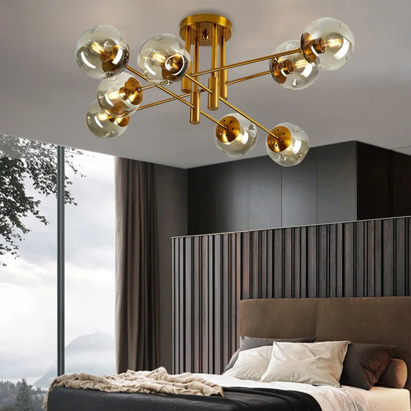 Modern Glass 6/8-Light Chandelier Pendant Light for Living Room Bedroom Dining Room Kitchen Hallway Ceiling Fixture LED Lights